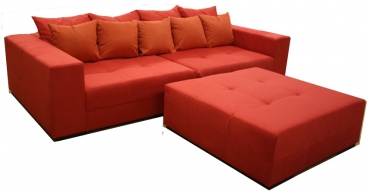 Big Sofa XXL inkl. Hocker Alcatex Rot