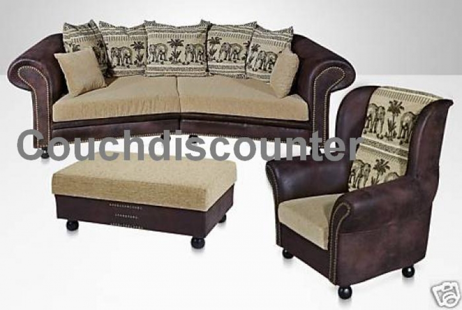 Big Sofa Afrika (270 cm) Sofa XXL Kolonialstil Farbe frei wählbar!
