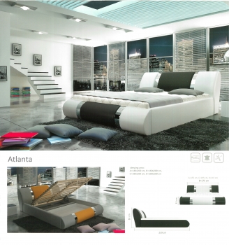 Designer Doppelbett "Atlanta" Bett Polsterbett mit Bettkasten + Lattenrost ! Grösse frei wählbar!
