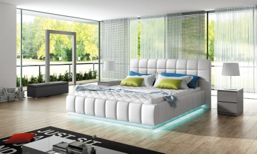 Designer Doppelbett "Arona" Bett Polsterbett mit Bettkasten + Lattenrost + LED ! Grösse frei wählbar!