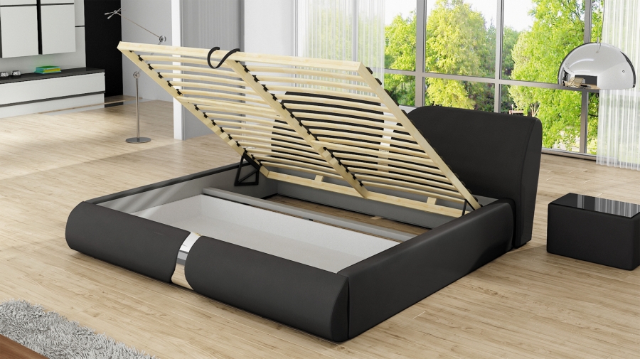 Designer Doppelbett "Rio" Bett Polsterbett mit Bettkasten + Lattenrost ! Grösse frei wählbar!